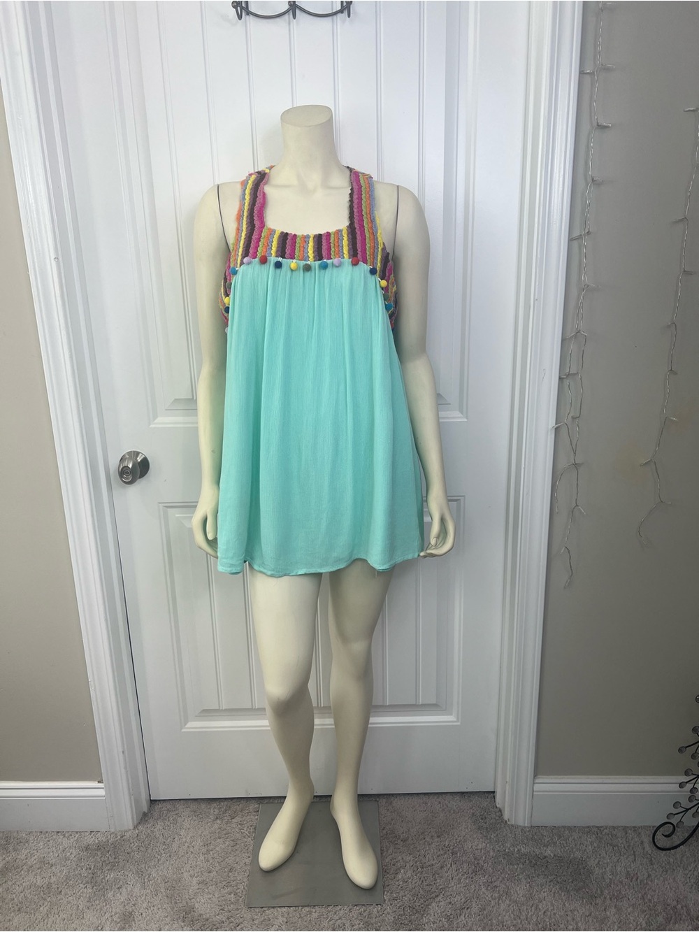 Mint Rayon Dress Fabric - Soft Aqua Tone